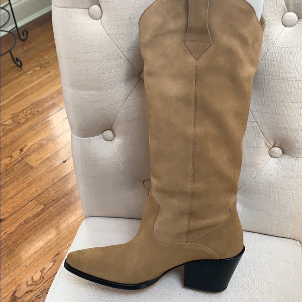 Suede cowboy boots